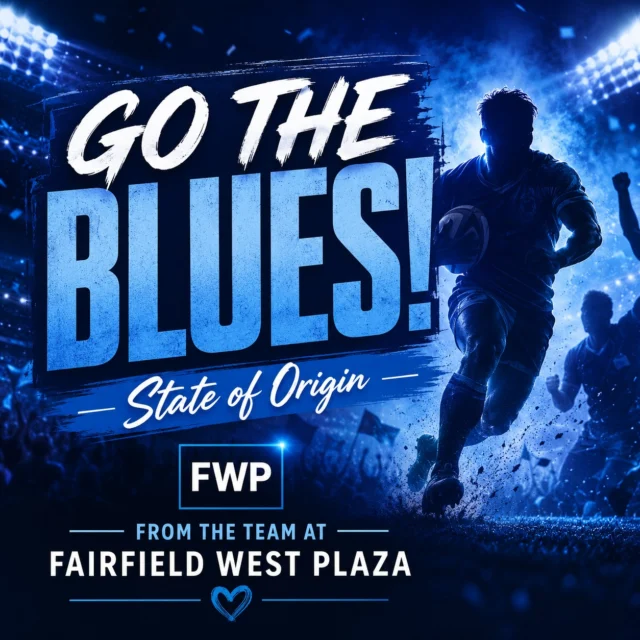 💙 GO THE BLUES! 💙

The team at Fairfield West Plaza is backing NSW for State of Origin!

Bring the passion, bring the pride, and let’s cheer the Blues home. 🏉

#GoTheBlues #StateOfOrigin #NSWBlues #FairfieldWestPlaza #FWP